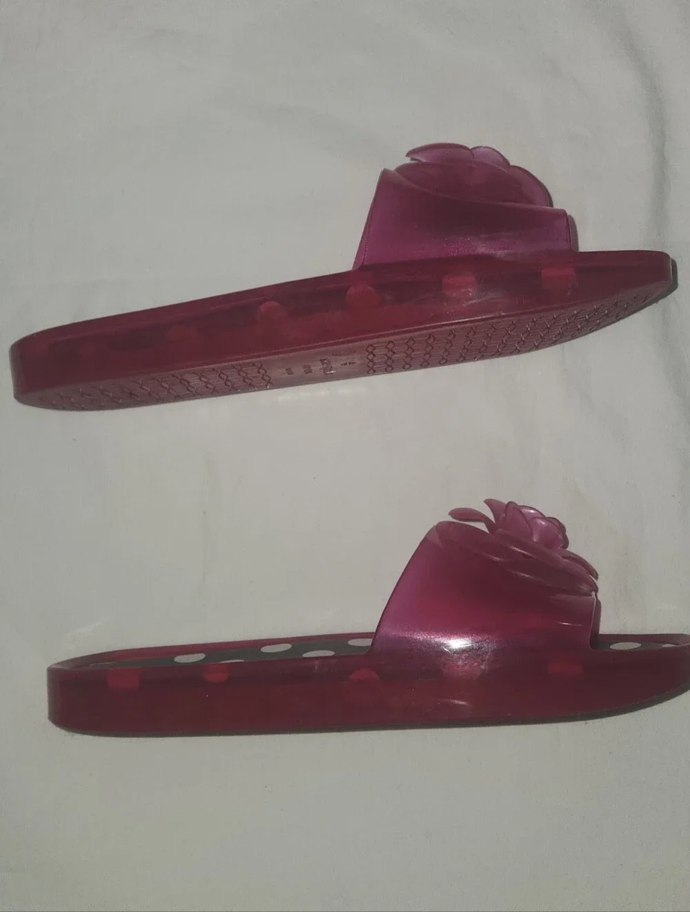 Kate Spade New York Splash Dark Pink Glitter Jelly Slide Sandals Size 9